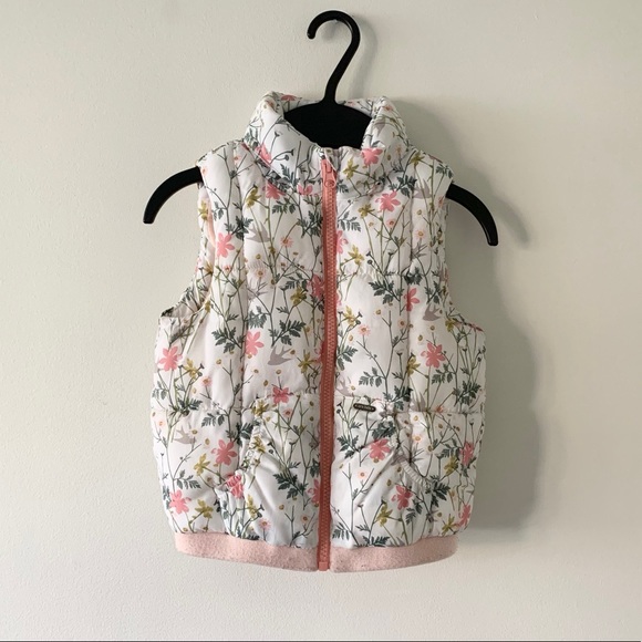 Zara Toddler Floral Puffer Vest Sz 2/3 - Picture 1 of 6